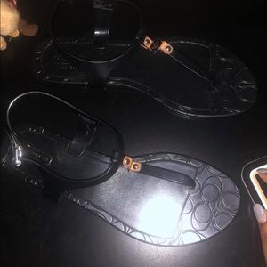 Authentic coach T-strap sandals